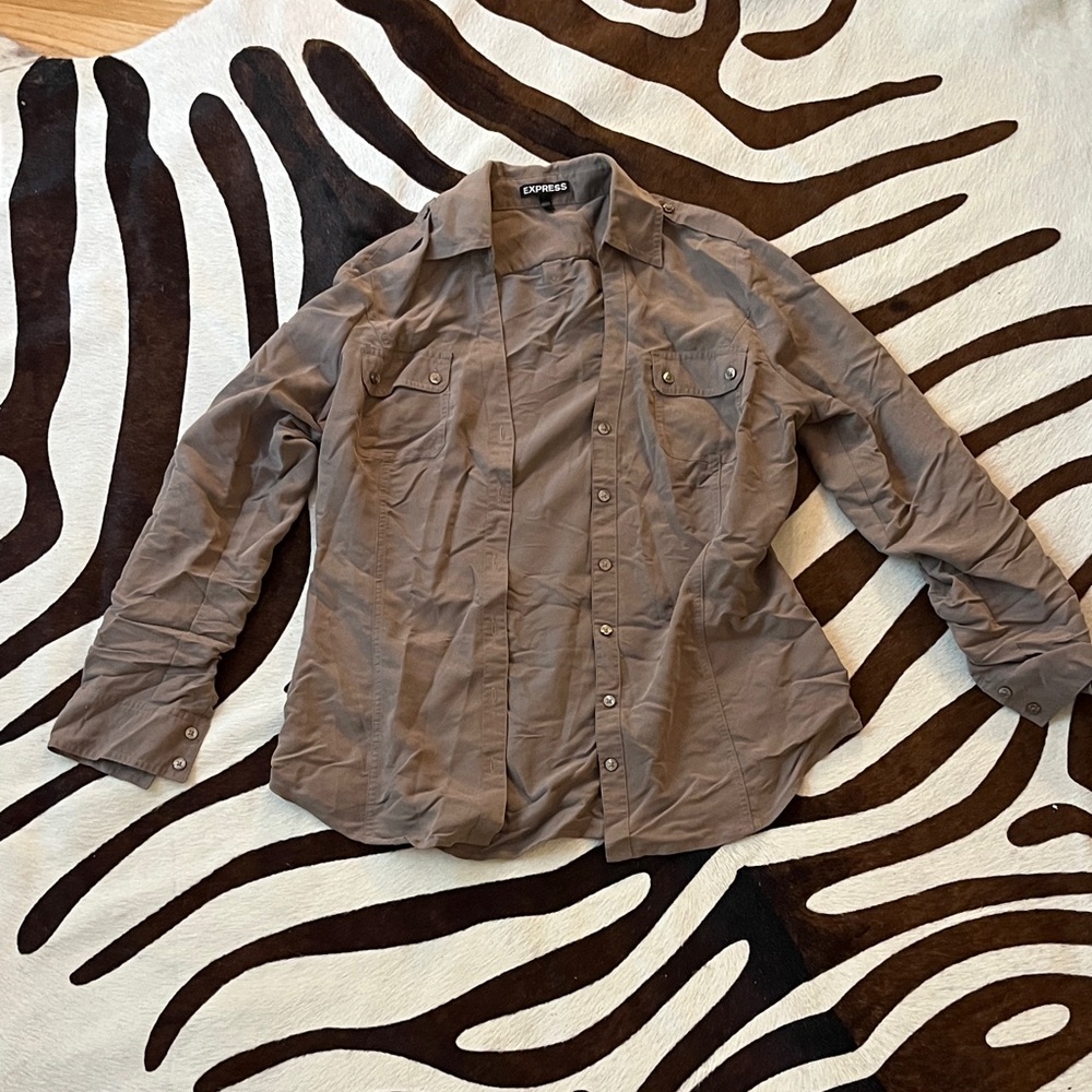 Express Women's Brown Button-Down Shirt